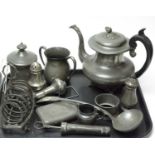 A collection of antique pewter wares