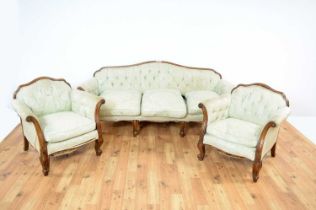 A 19th Century French walnut three-piece salon suite