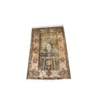 A silk Kashan prayer rug