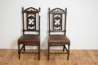 A pair of gothic revival mahogany bedroom chairs