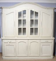 A large French dresser painted in a chalk grey colourway