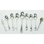 A set of five silver teaspoons
