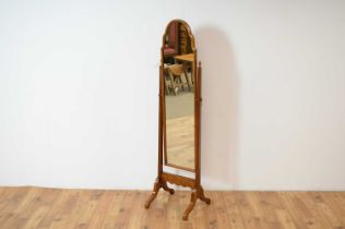 A 20th Century mahogany framed Cheval mirror