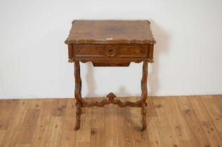 A Victorian burr walnut work table