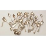 A selection of 19th Century and other silver teaspoons