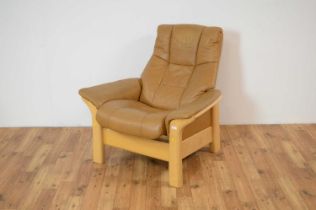 A contemporary Windsor reclining armchair by Ekornes