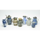 A selection of stoneware jugs and vases