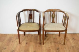 An early 20th Century Edwardian corner chair with another