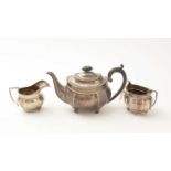 An early 20th Century silver three piece tea set, by Northern Goldsmiths Co,