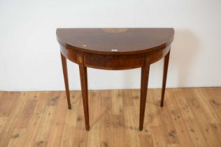 A 19th Century mahogany and line inlaid D-end games table