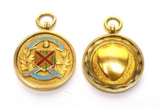 Two early 20th Century gold fob medals