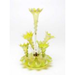 A Victorian green opaline glass epergne