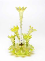 A Victorian green opaline glass epergne