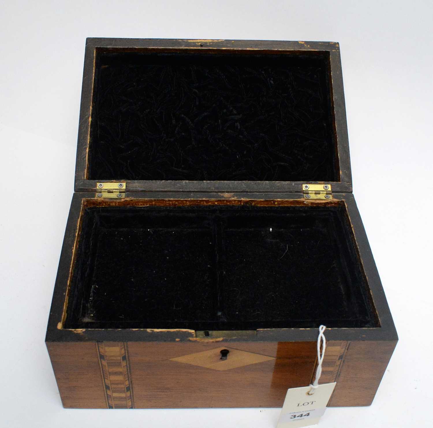 An Edwardian inlaid walnut jewellery box; and another box - Image 3 of 4