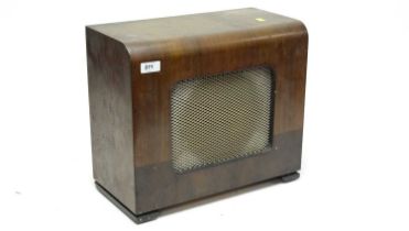 A vintage radio, in walnut case