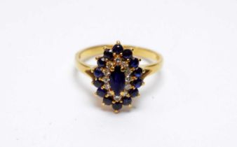 A sapphire and diamond cluster ring