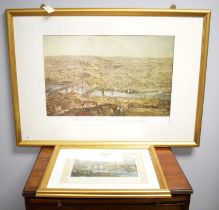 Newcastle upon Tyne - an etching; together with a print of Newcastle-upon-Tyne