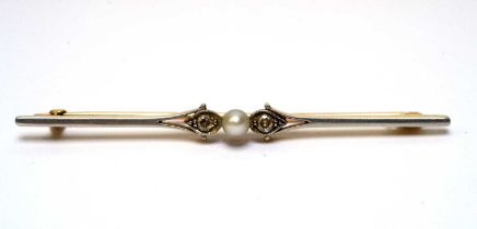 A diamond and pearl bar brooch