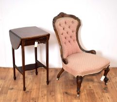 A Victorian spoon back chair together with an drop leaf table