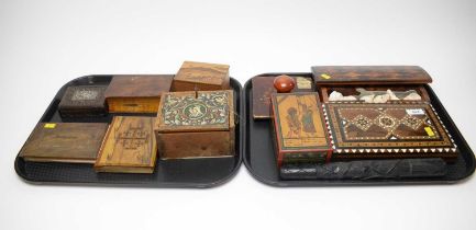 A collection of treen boxes and collectibles