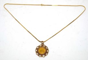 A Victorian gold half sovereign in pendant mount