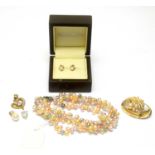 A selection of cultured pearl set and other jewellery