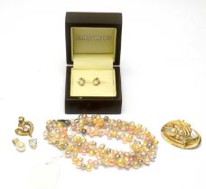 A selection of cultured pearl set and other jewellery