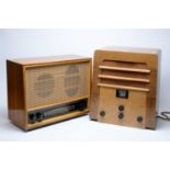 An Art Deco walnut cased radio; together with a vintage Ekco walnut cased radio