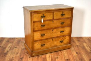A late Victorian ash chest of drawers