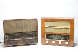 A vintage Etronic walnut radio; together with another