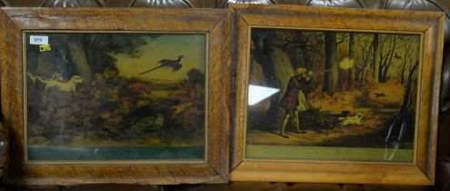 A pair of 19th Century crystoleum pictures ‘Pheasant Shooting’ and ‘Cock Shooting’