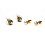 Two pairs of pearl earrings