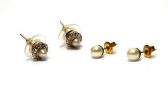 Two pairs of pearl earrings