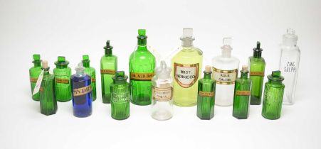 A collection of 19th Century and later glass apothecary bottles