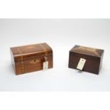 An Edwardian inlaid walnut jewellery box; and another box