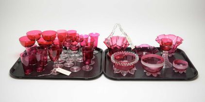 A collection of Victoria and later cranberry glassware