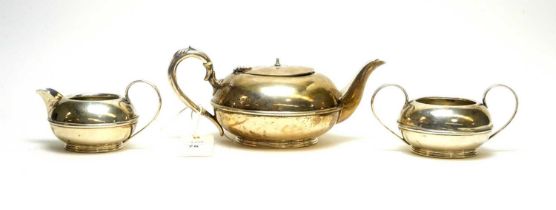 A three piece silver tea service, by G Bryan & Co,