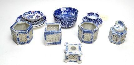 A collection of Oriental blue and white ceramics; and other items