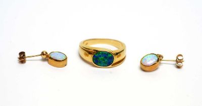 An opal ring and earrings