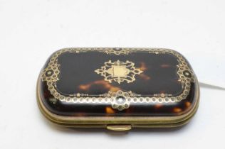 A 19th Century French tortoiseshell and yellow metal coin purse