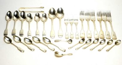 A selection of silver and plated cutlery