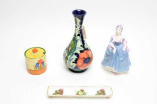 A Moorcroft Poppy vase; and other items