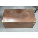 An early 20th Century brass bound mahogany trunk