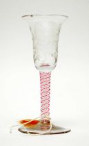 A 19th century Dutch wine glass, with twisted colour stem.
