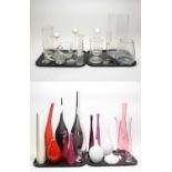 A collection of crystal and glass ware and other items / A collection of glass vases