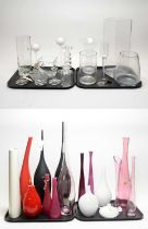 A collection of crystal and glass ware and other items / A collection of glass vases