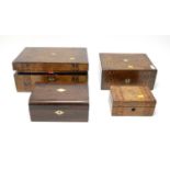 A selection of Edwardian inlaid boxes,