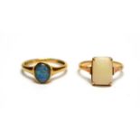 Two opal dress rings