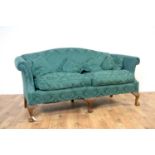 A 20th Century two seater sofa upholstered in green patterned fabric