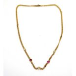 A 15ct yellow gold Austrian ruby and diamond necklace,